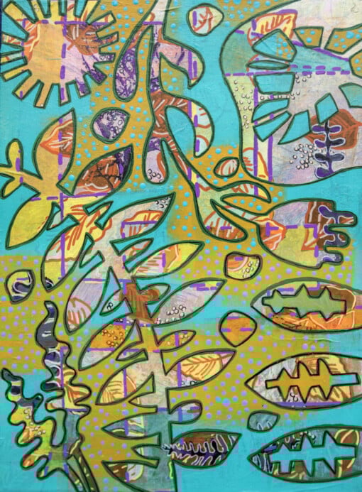 Dansende bladeren. Origineel schilderij