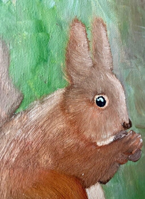 Schilderij "Eekhoorn" - origineel kunstwerk in olieverf
