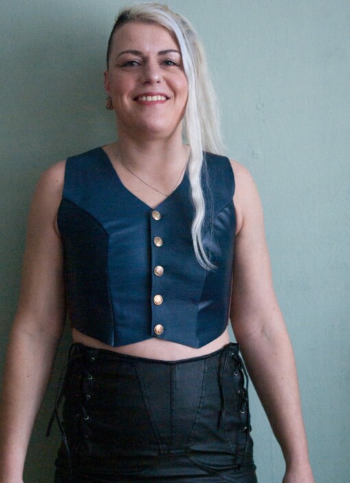 Handgemaakte leren gilet top