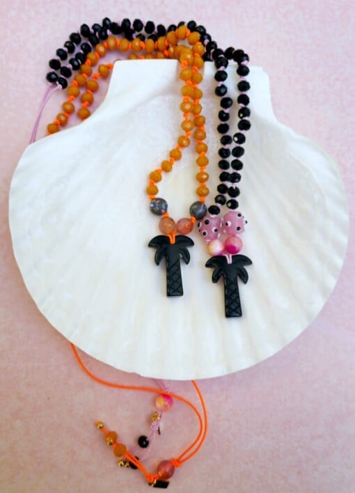 handmade design ketting met agaat palmboom bedel