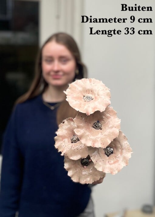 Handgemaakt keramische bloemen voor buiten | duurzaam | Rosé
