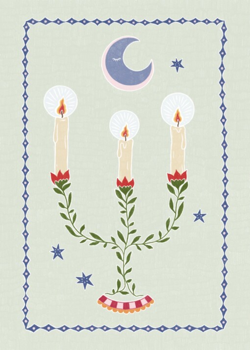 Candelabra kerstkaartje A6