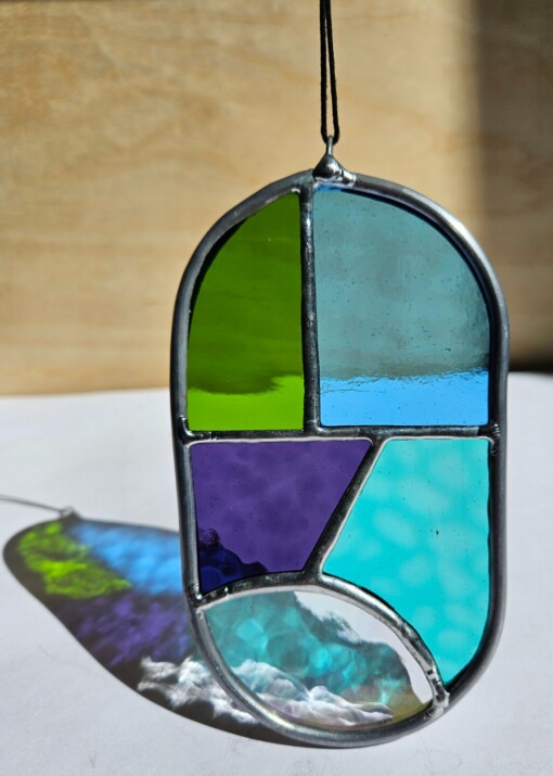 Glas in lood hanger ovaal lavender lagoon