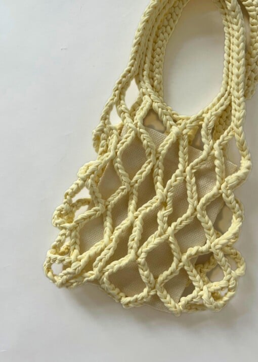 Crochet net bag - butter yellow