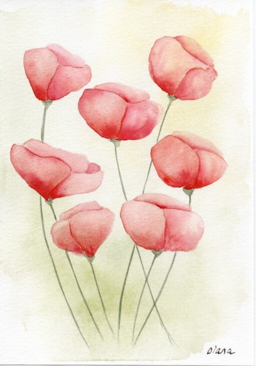 Mooie handgmaakte aquarel kaart