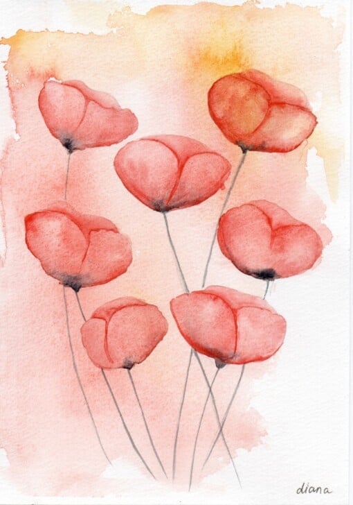 Mooie handgmaakte aquarel kaart