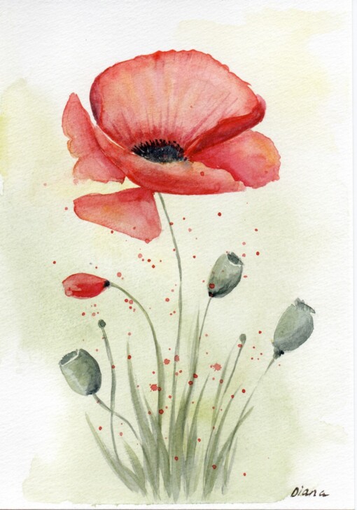 Mooie handgmaakte aquarel kaart