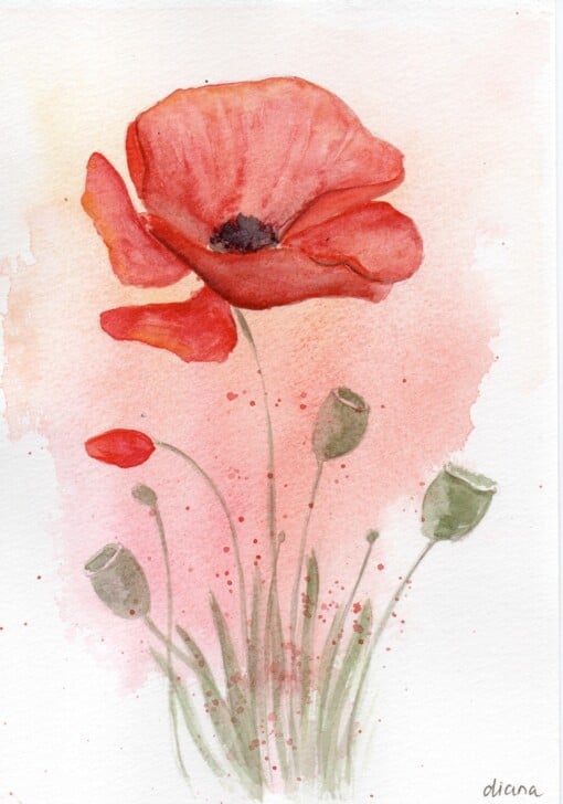 Mooie handgmaakte aquarel kaart