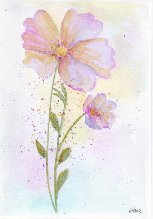 Mooie handgmaakte aquarel kaart