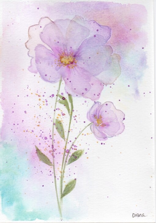 Mooie handgmaakte aquarel kaart