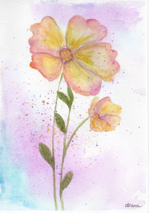 Mooie handgmaakte aquarel kaart