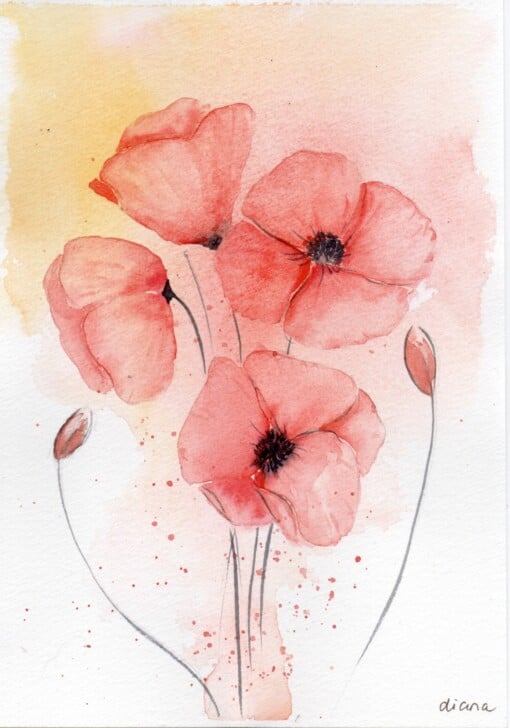 Mooie handgmaakte aquarel kaart