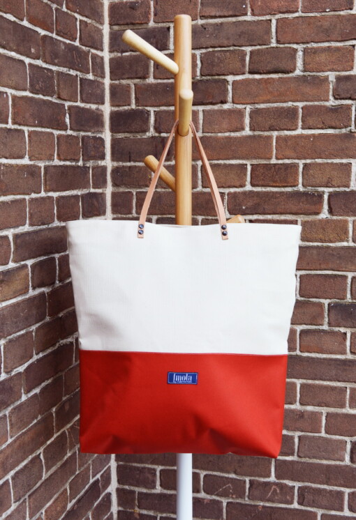Grote handtas oranje beige