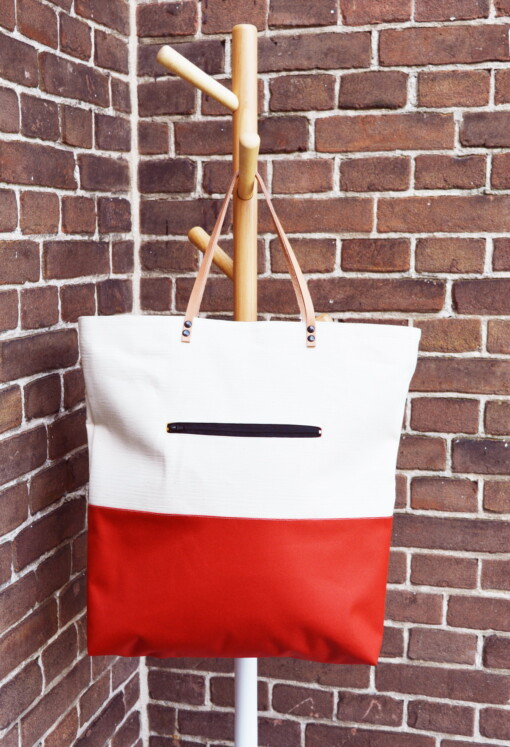 Grote handtas oranje beige