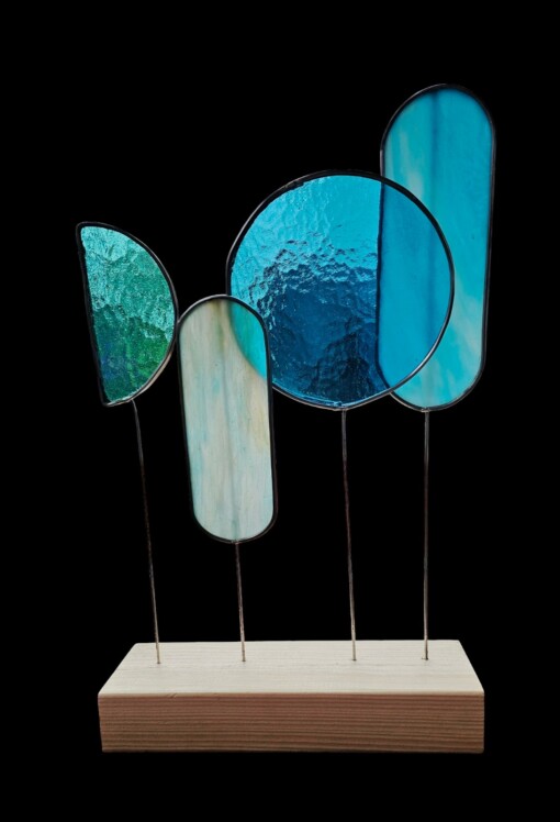 Modern Glas in Loodobject."La Mer". Zonnevanger. Uniek.
