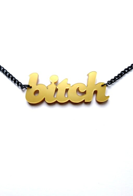 Bitch! naamketting (goud)
