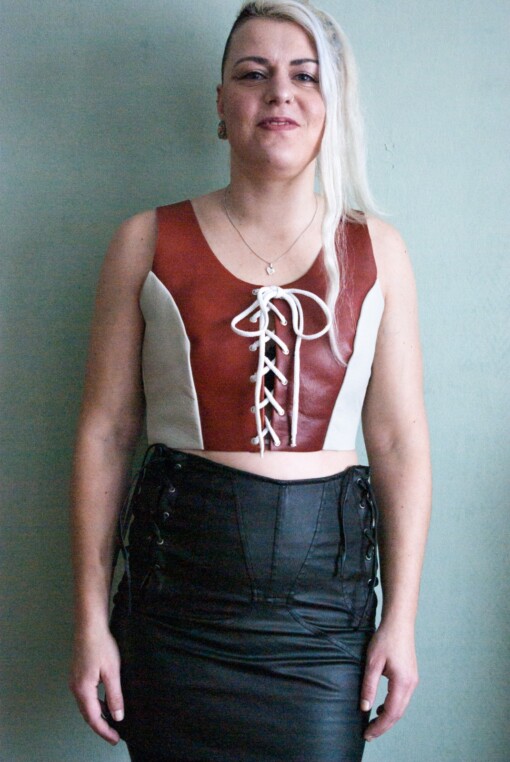 Handgemaakte corset top met veters