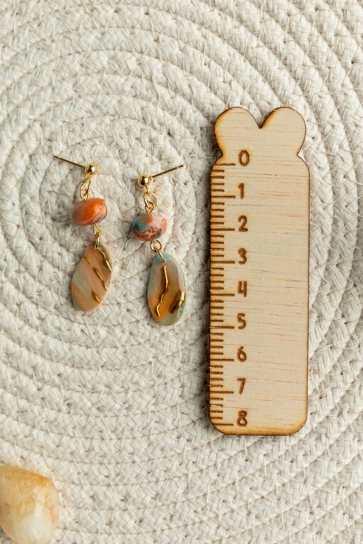 Polymeer klei oorbellen | Arya Oyster Turquoise