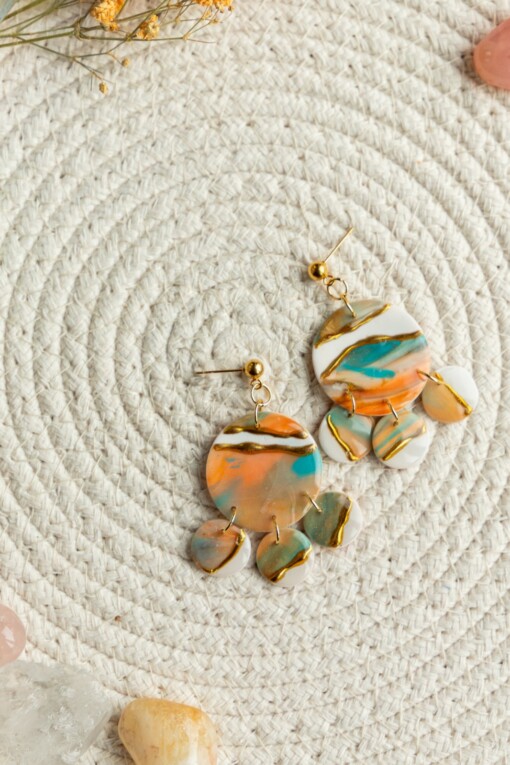 Polymeer klei oorbellen | Bibi Oyster Turquoise