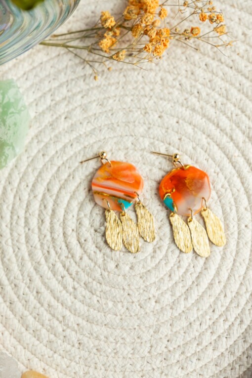 Polymeer klei oorbellen | Mia Oyster Turquoise