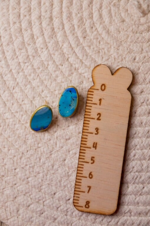 Oorbellen | Stud Ovaal Blue Agate