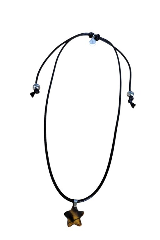 Waxkoord ketting met tijgeroog sterretje