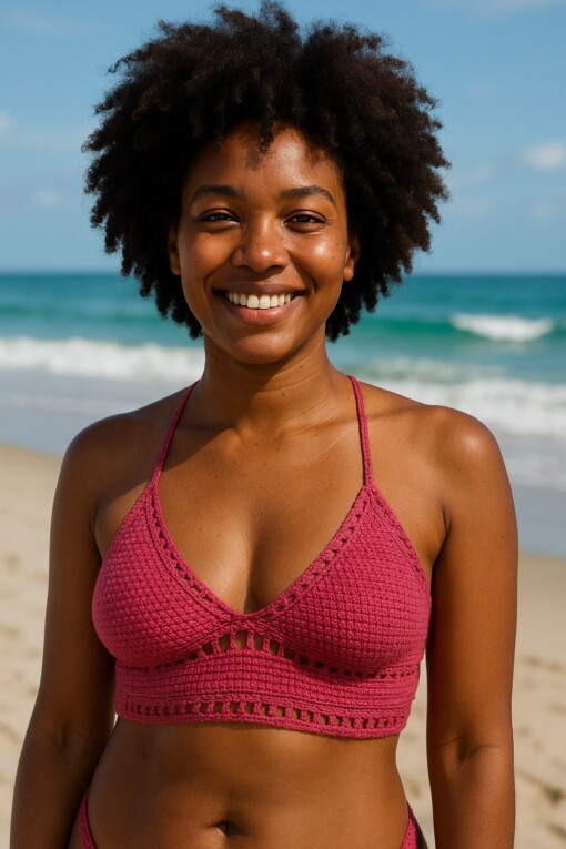 Gehaakt topje 'boho top hot pink'