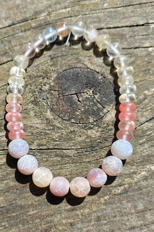 Natuursteen armband Lila rose