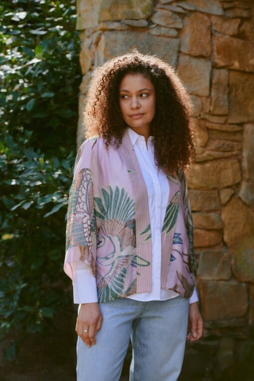 Crane Plaster Pink Kimono