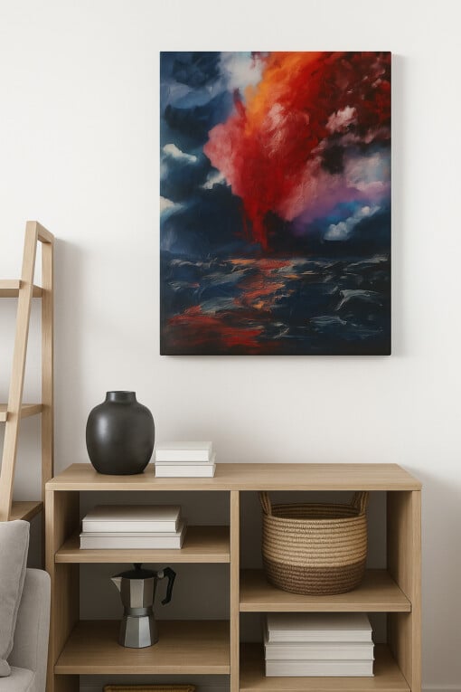 Uniek schilderij: Ignited in the deep  - Acryl op canvas