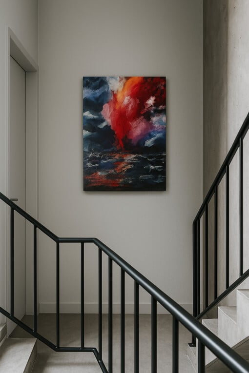 Uniek schilderij: Ignited in the deep  - Acryl op canvas