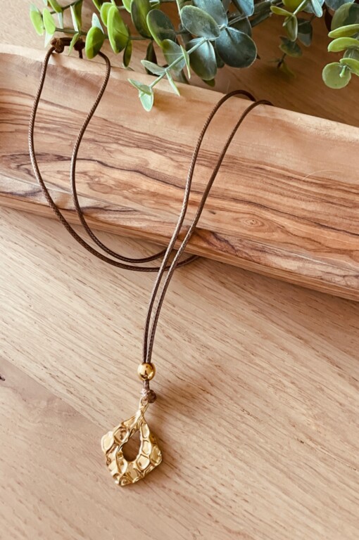 Ketting goldplated met wax koord