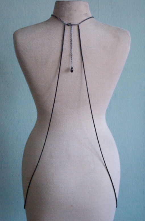 Rosé goud/zwart Body Chain Ketting