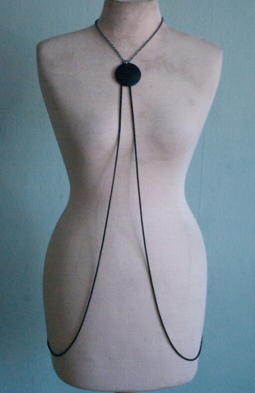 Rosé goud/zwart Body Chain Ketting