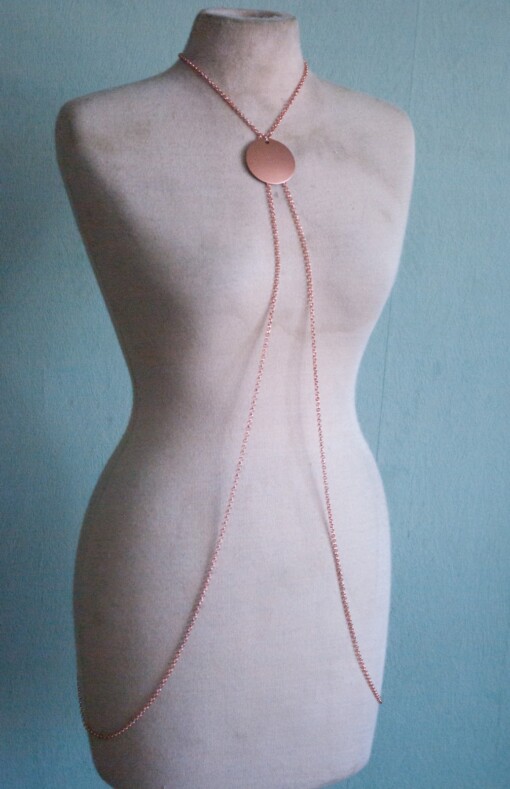 Rosé goud/zwart Body Chain Ketting
