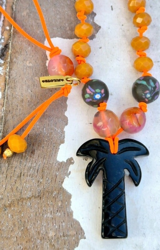 handmade design ketting met agaat palmboom bedel