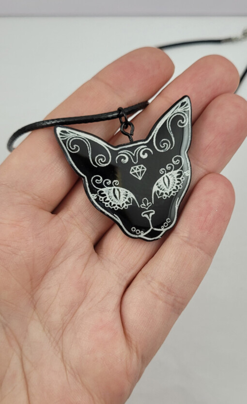 Suiker schedel kat ketting