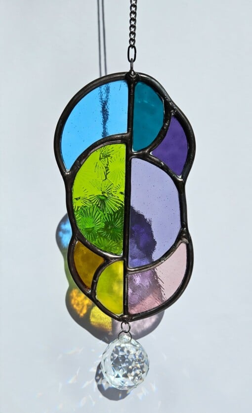 A-symmetrische glas in lood zonnevanger bright regenboog met kristal