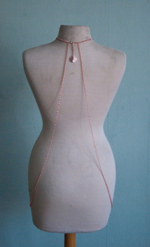 Rosé goud/zwart Body Chain Ketting