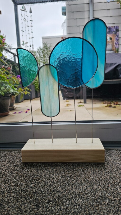 Modern Glas in Loodobject."La Mer". Zonnevanger. Uniek.