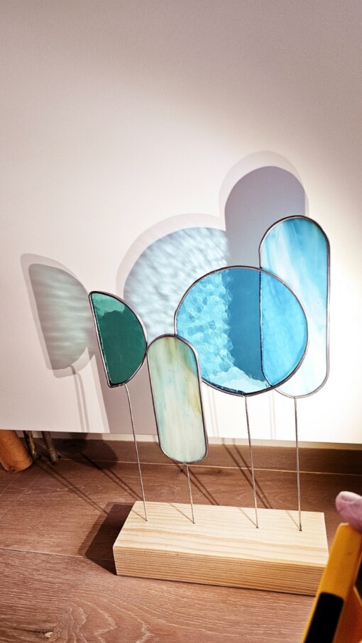 Modern Glas in Loodobject."La Mer". Zonnevanger. Uniek.