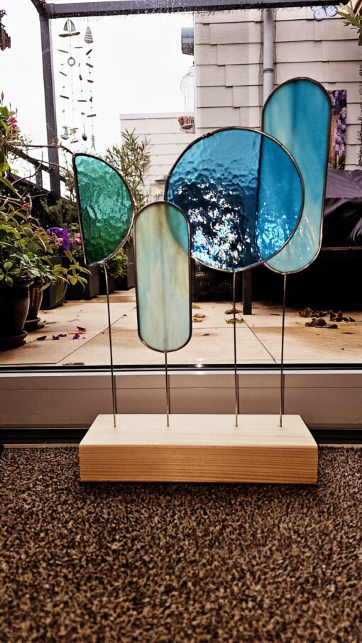 Modern Glas in Loodobject."La Mer". Zonnevanger. Uniek.