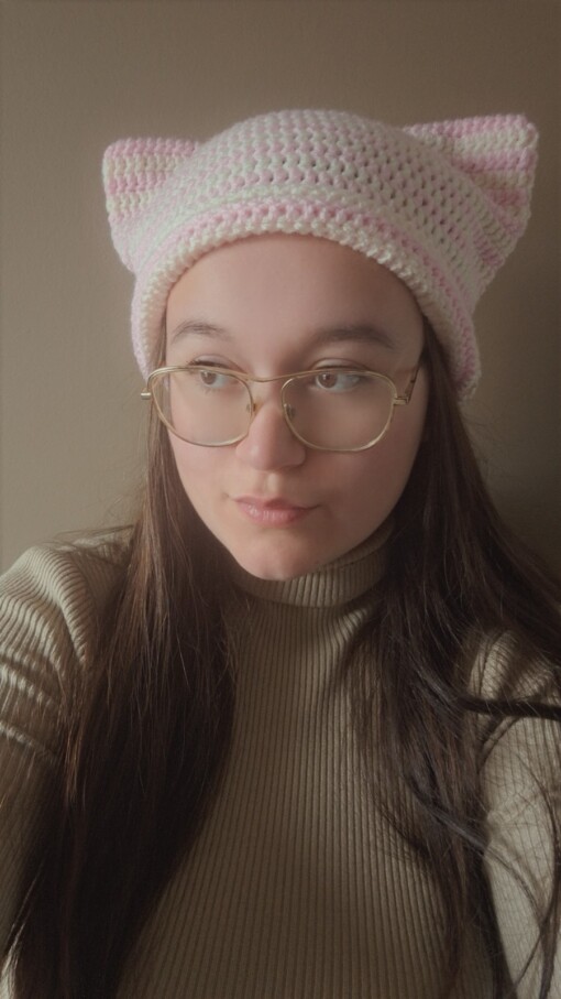 Gehaakte muts 'Baby pink & cream'