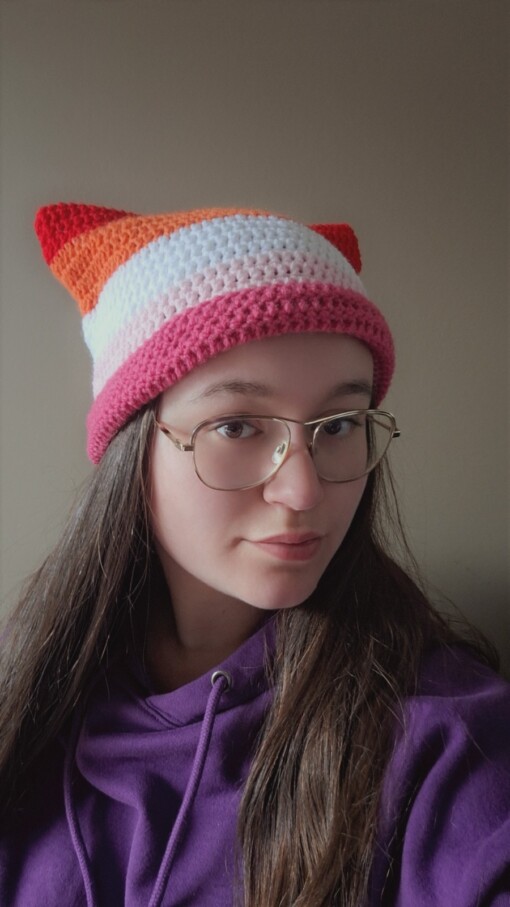 Gehaakte muts 'Lesbian flag'