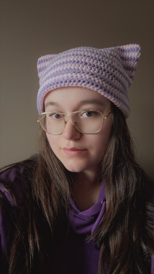 Gehaakte muts 'Lilac & babypink'