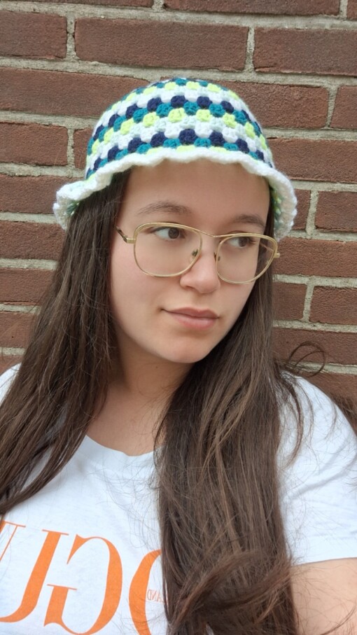 Gehaakte bucket hat 'Kiwi'