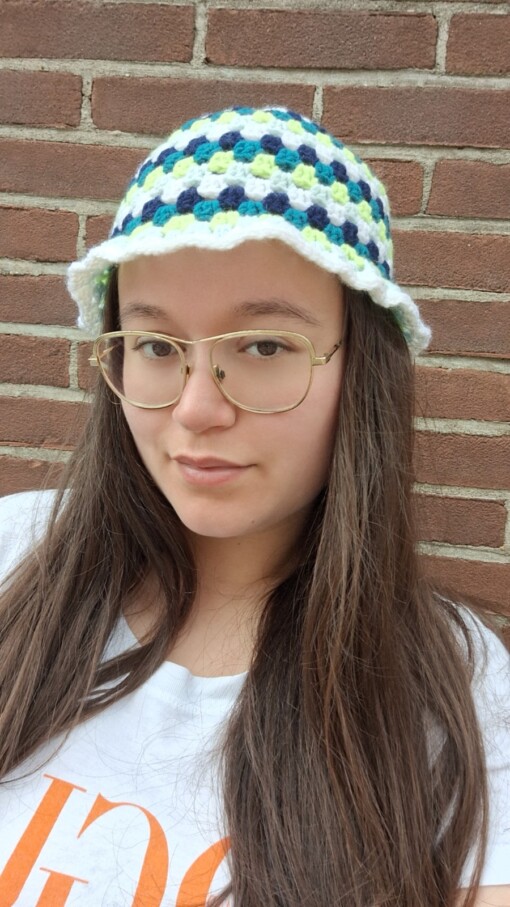 Gehaakte bucket hat 'Kiwi'