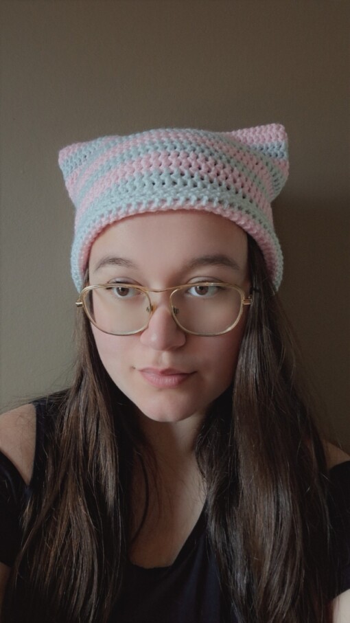 Gehaakte muts 'Baby pink & mint'
