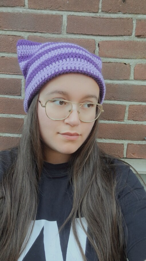 Gehaakte muts 'Purple & Lilac'
