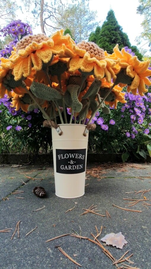 Gehaakte groet zonnebloemen